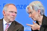 Niemiecki minister finansów Wolfgang Schaeuble oraz francuska minister finansów Christine Lagarde